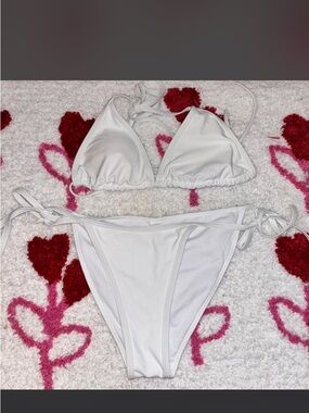 White String Triangle Bikini Set